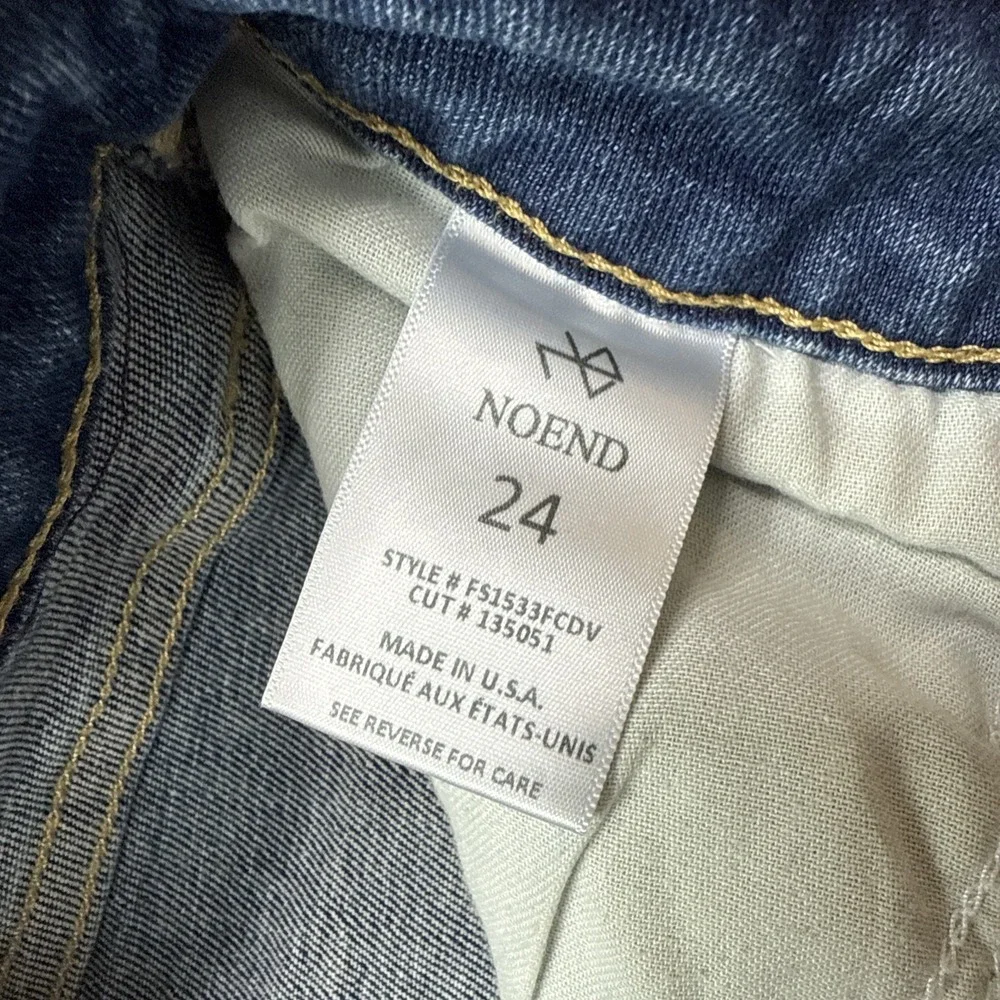 NoEnd Denim Jeans Womens 24 Blue Kick Flare Mid Rise Medium Wash USA Made‎